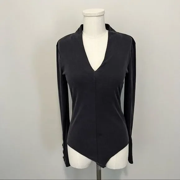 NWT Lucky Brand Long Sleeve Ribbed V Neck Bodysuit - Picture 4 of 15